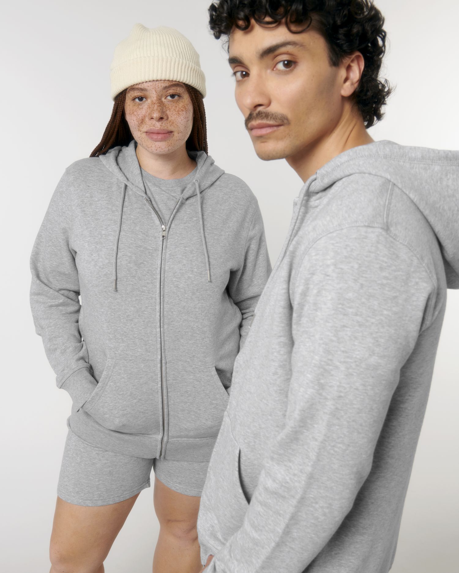 Zip-thru sweatshirts Connector in Farbe Heather Grey