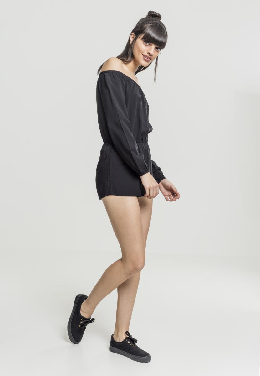 Jumpsuits Ladies Short Longsleeve Overall in Farbe black