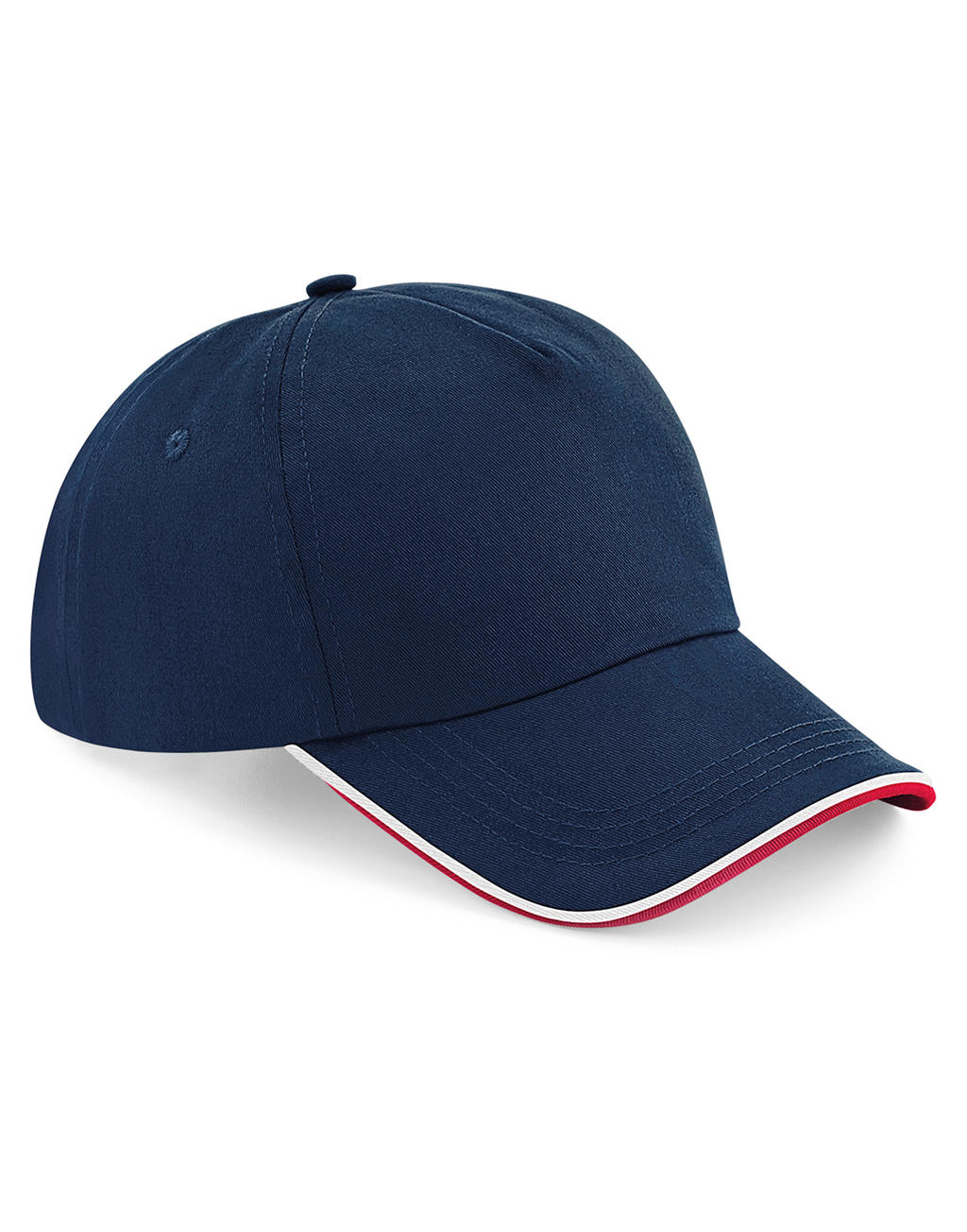  Authentic 5 Panel Cap - Piped Peak in Farbe White/French Navy