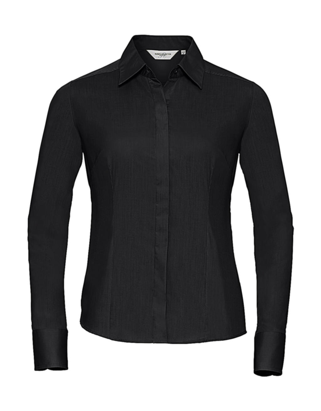  Ladies LS Fitted Poplin Shirt in Farbe Black