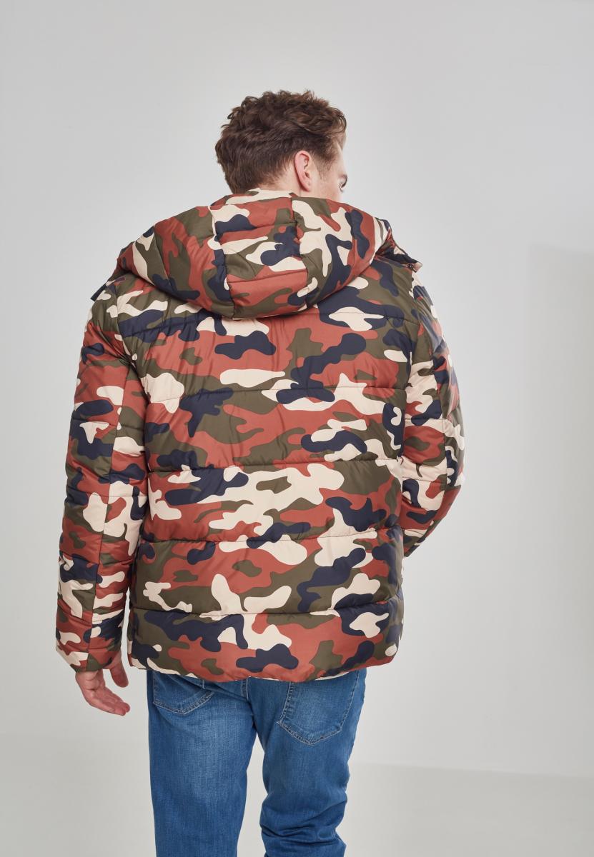 Plus Size Hooded Camo Puffer Jacket in Farbe rustycamo
