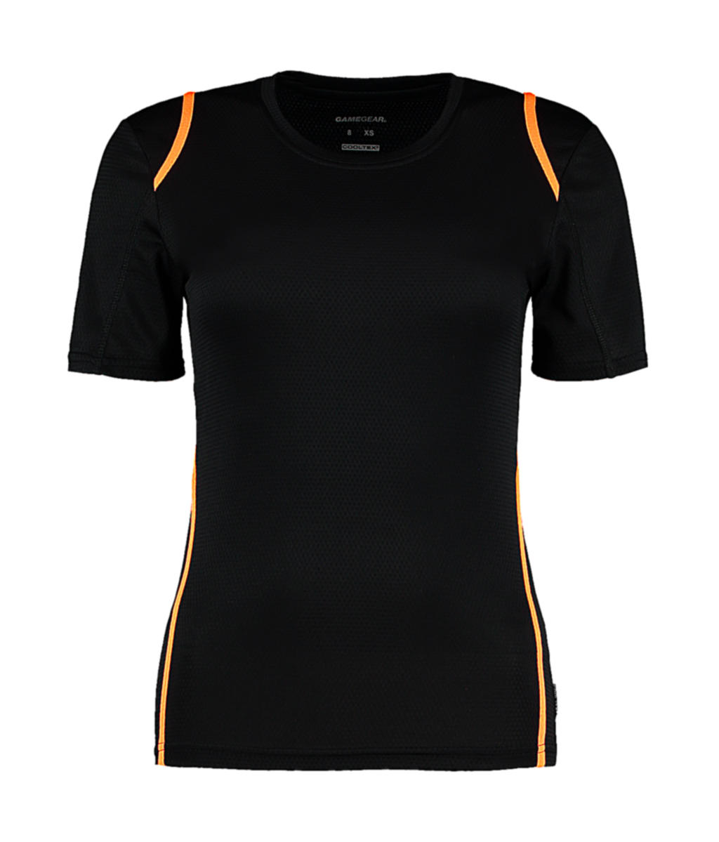  Womens Regular Fit Cooltex? Contrast Tee in Farbe Black/Fluorescent Orange