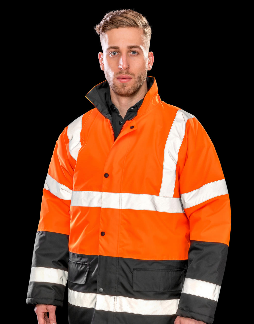  Core Motorway 2-Tone Safety Coat in Farbe Fluorescent Orange/Black