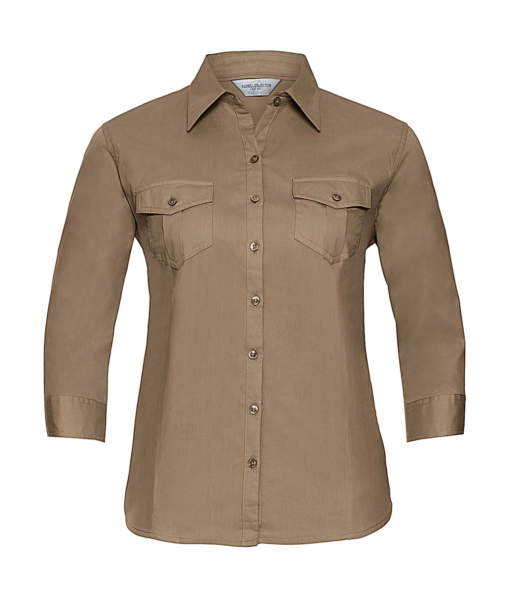  Ladies Roll 3/4 Sleeve Shirt in Farbe Khaki
