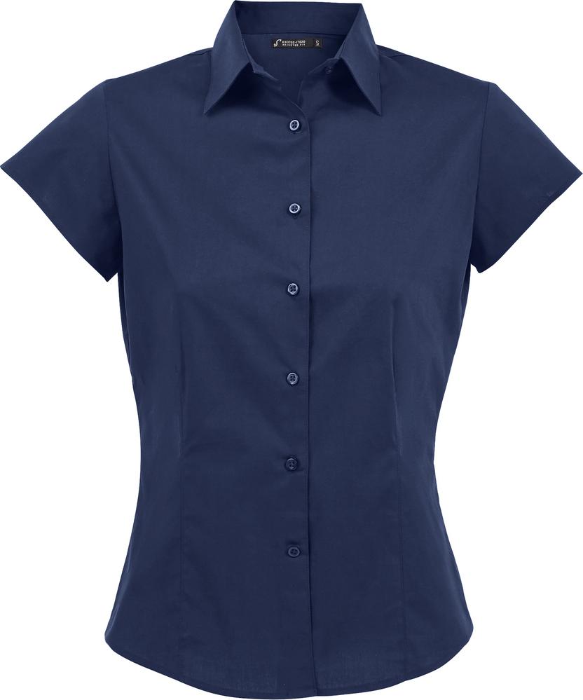 Hemd Excess Damen Stretch Bluse Kurzarm in Farbe dark blue