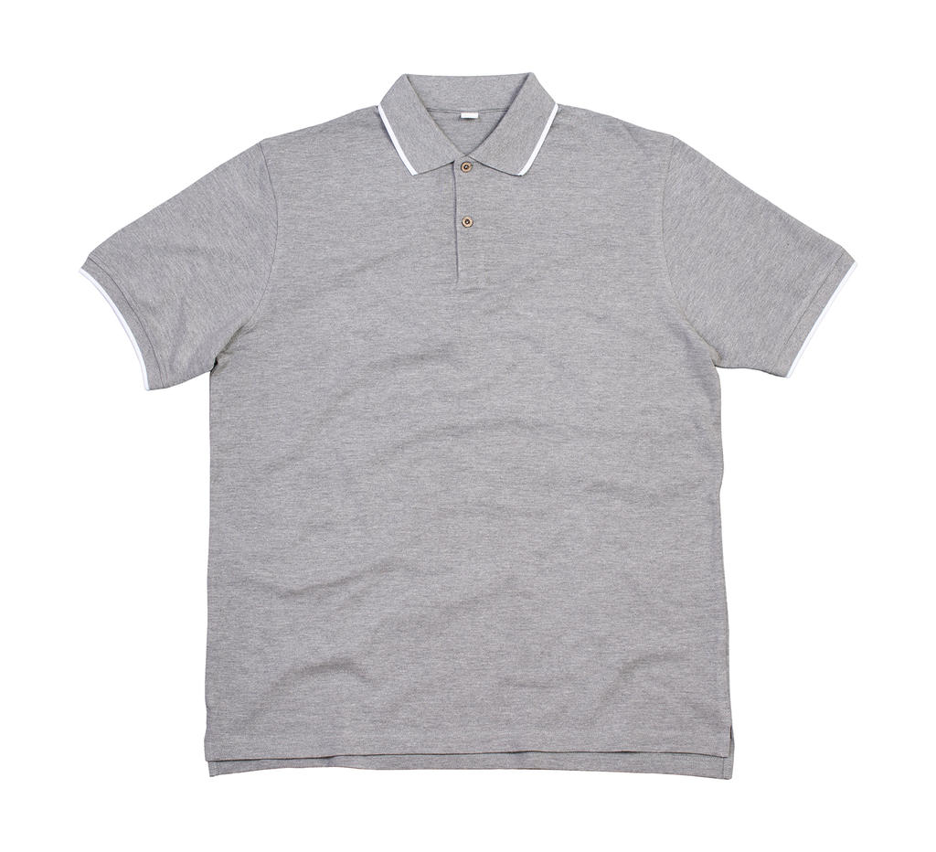  The Tipped Polo in Farbe Heather Grey Melange/White
