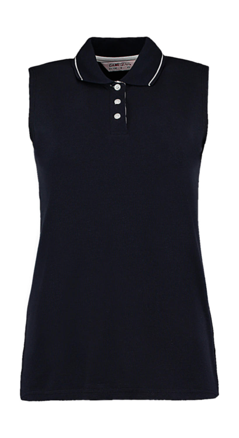  Womens Classic Fit Sleeveless Polo in Farbe Navy/White