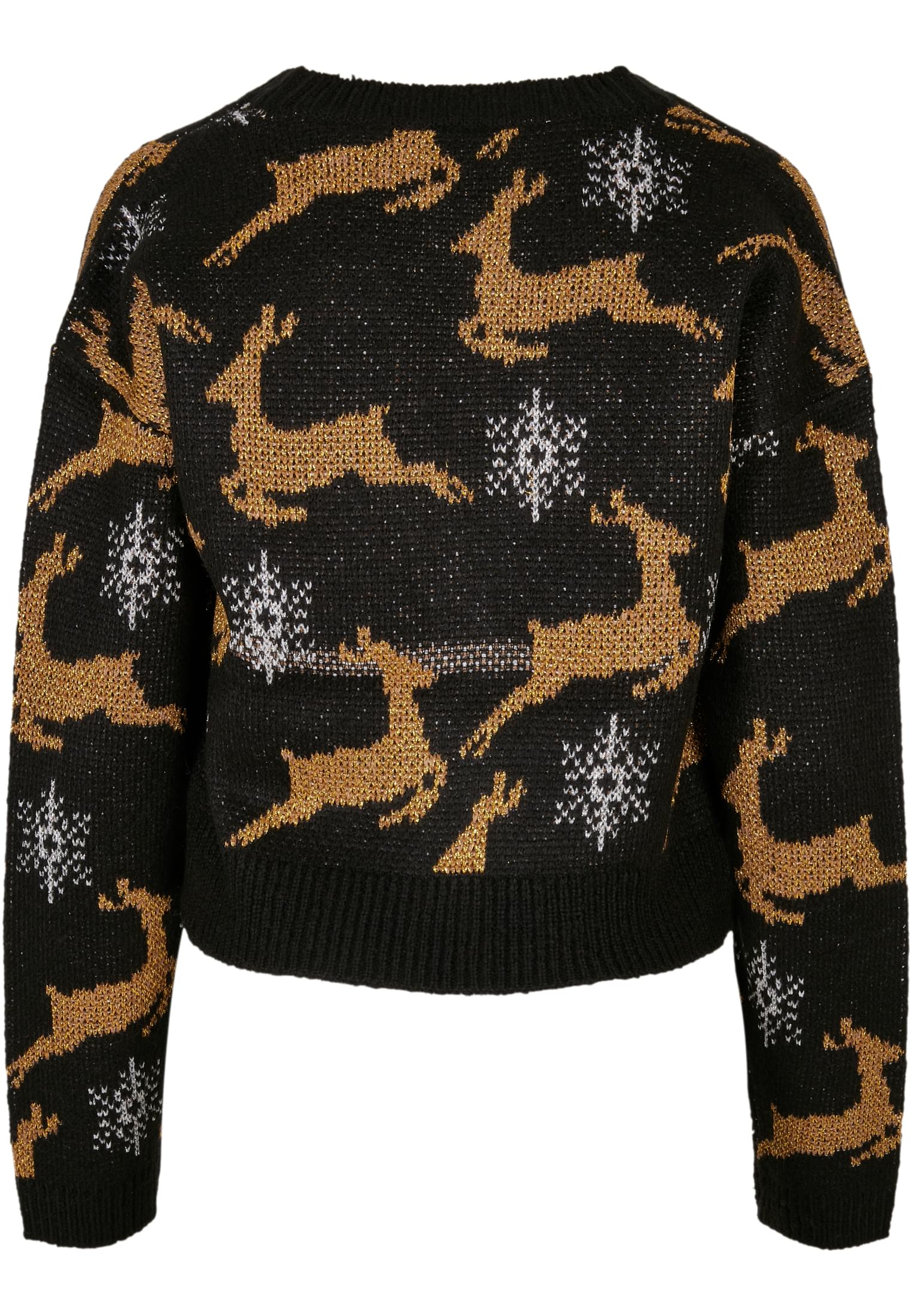 Sweater & Strickjacken Ladies Short Oversized Christmas Cardigan in Farbe black/gold