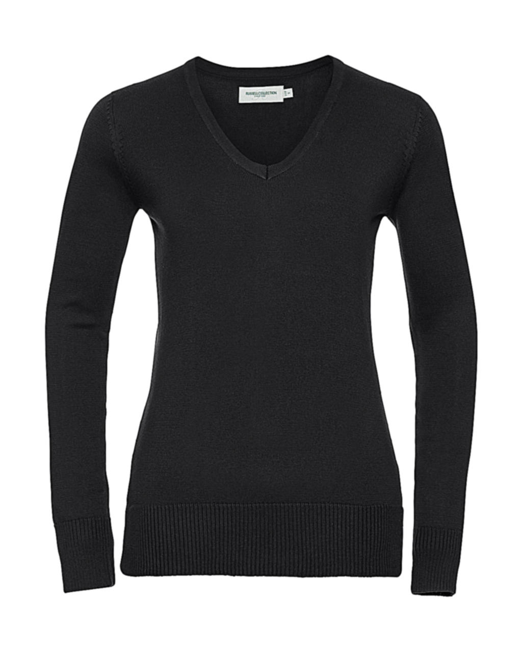  Ladies? V-Neck Knitted Pullover in Farbe Black