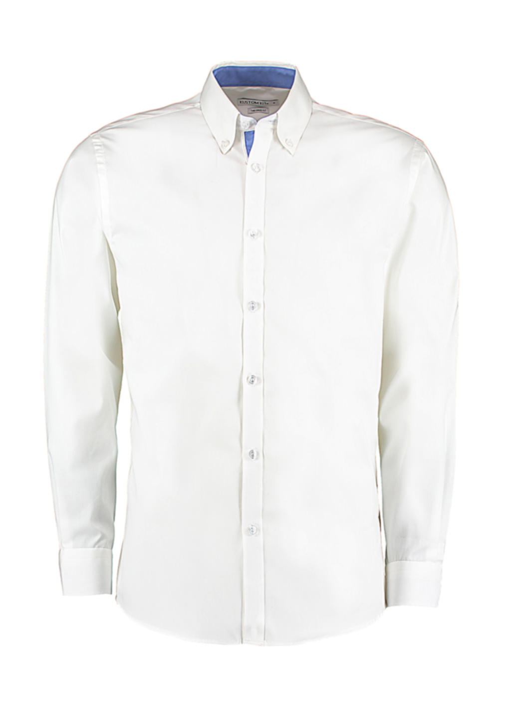  Tailored Fit Premium Contrast Oxford Shirt in Farbe White/Mid Blue
