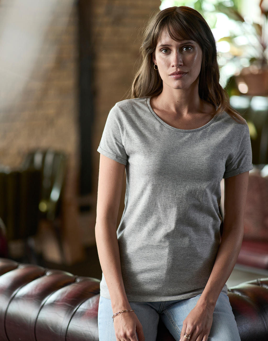  Ladies Roll-Up Tee in Farbe White