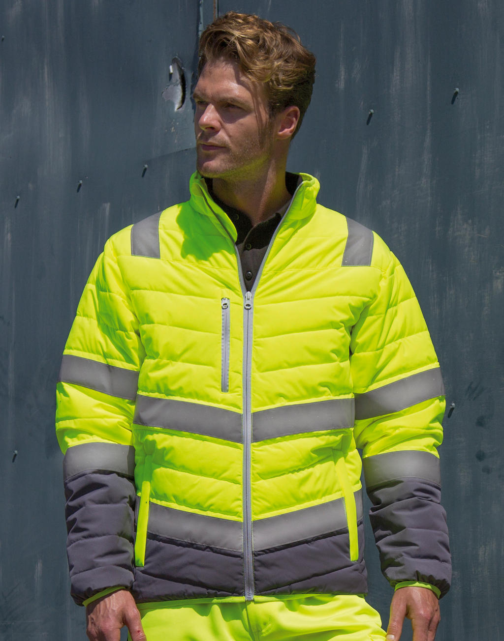 Soft Padded Safety Jacket in Farbe Fluo Orange/Grey