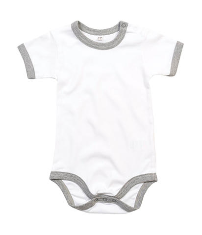  Baby Ringer Bodysuit in Farbe White/Heather Grey Melange