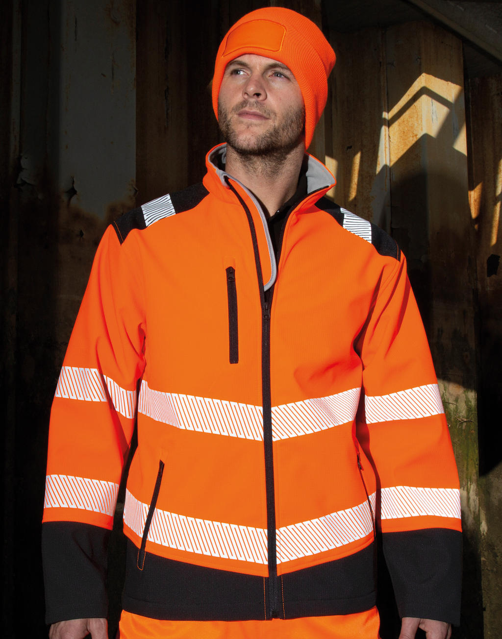  Printable Ripstop Safety Softshell in Farbe Fluorescent Orange/Black