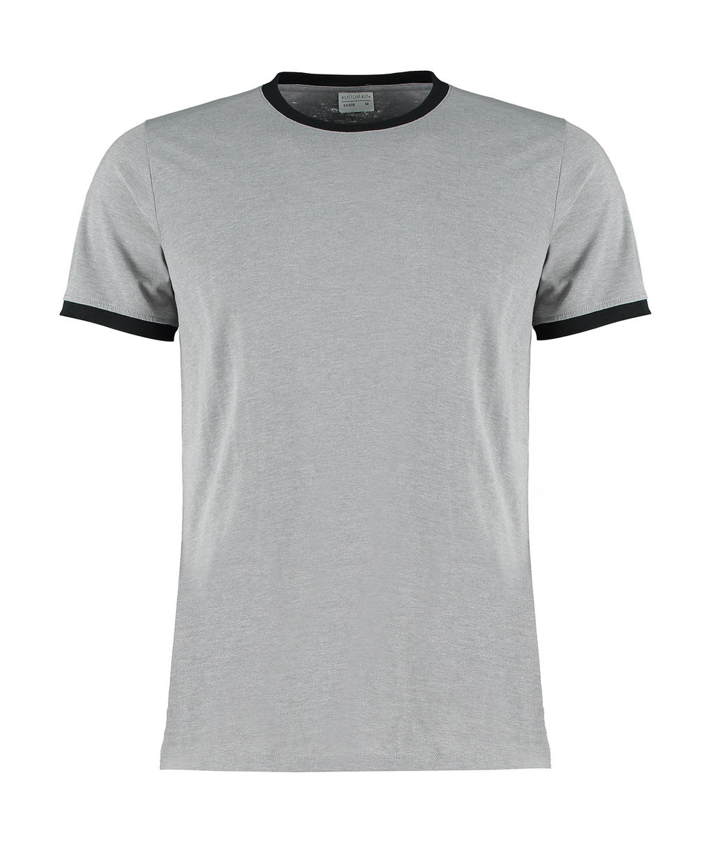  Fashion Fit Ringer Tee in Farbe Light Grey Marl/Black