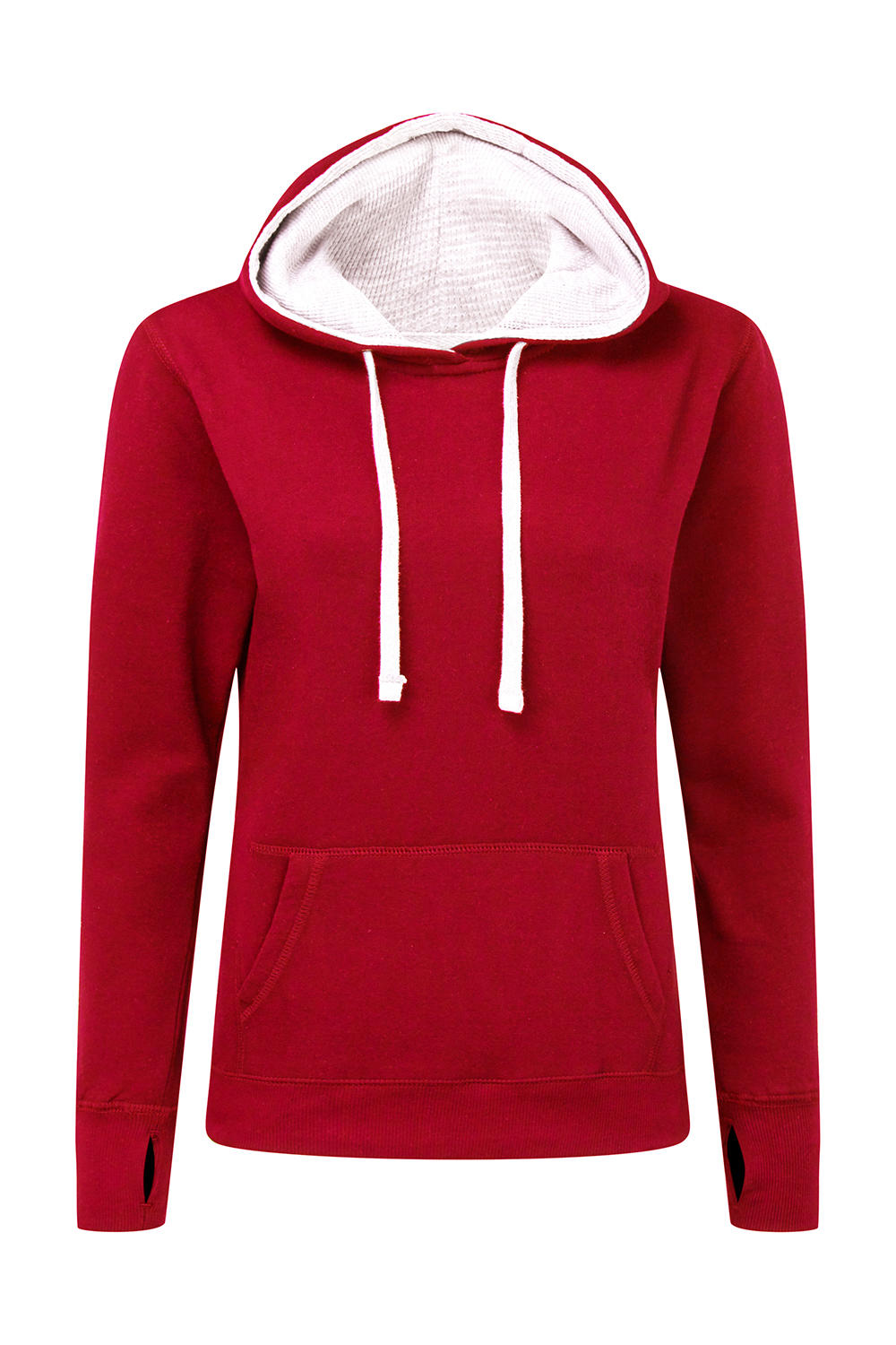  Ladies Contrast Hoodie in Farbe Red/White