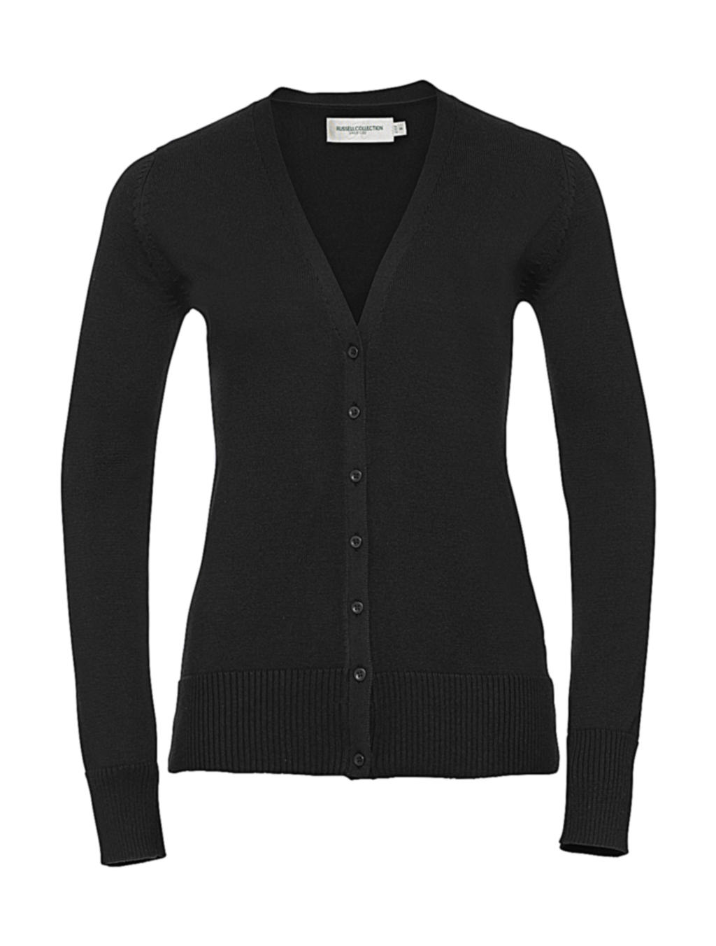  Ladies V-Neck Knitted Cardigan in Farbe Charcoal Marl
