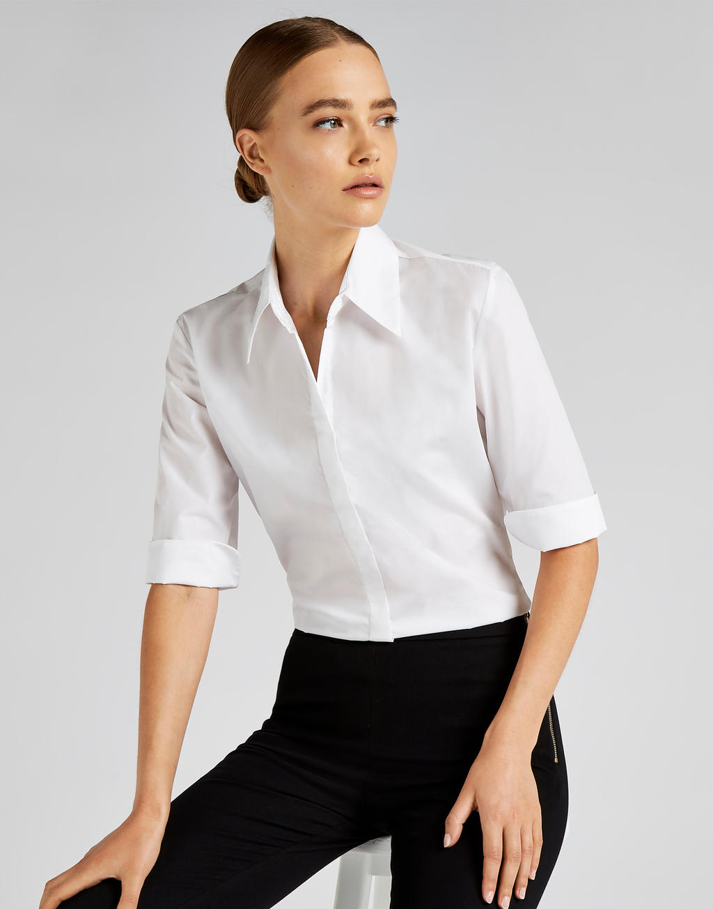  Womens Tailored Fit Continental Blouse 3/4 Sleeve in Farbe White