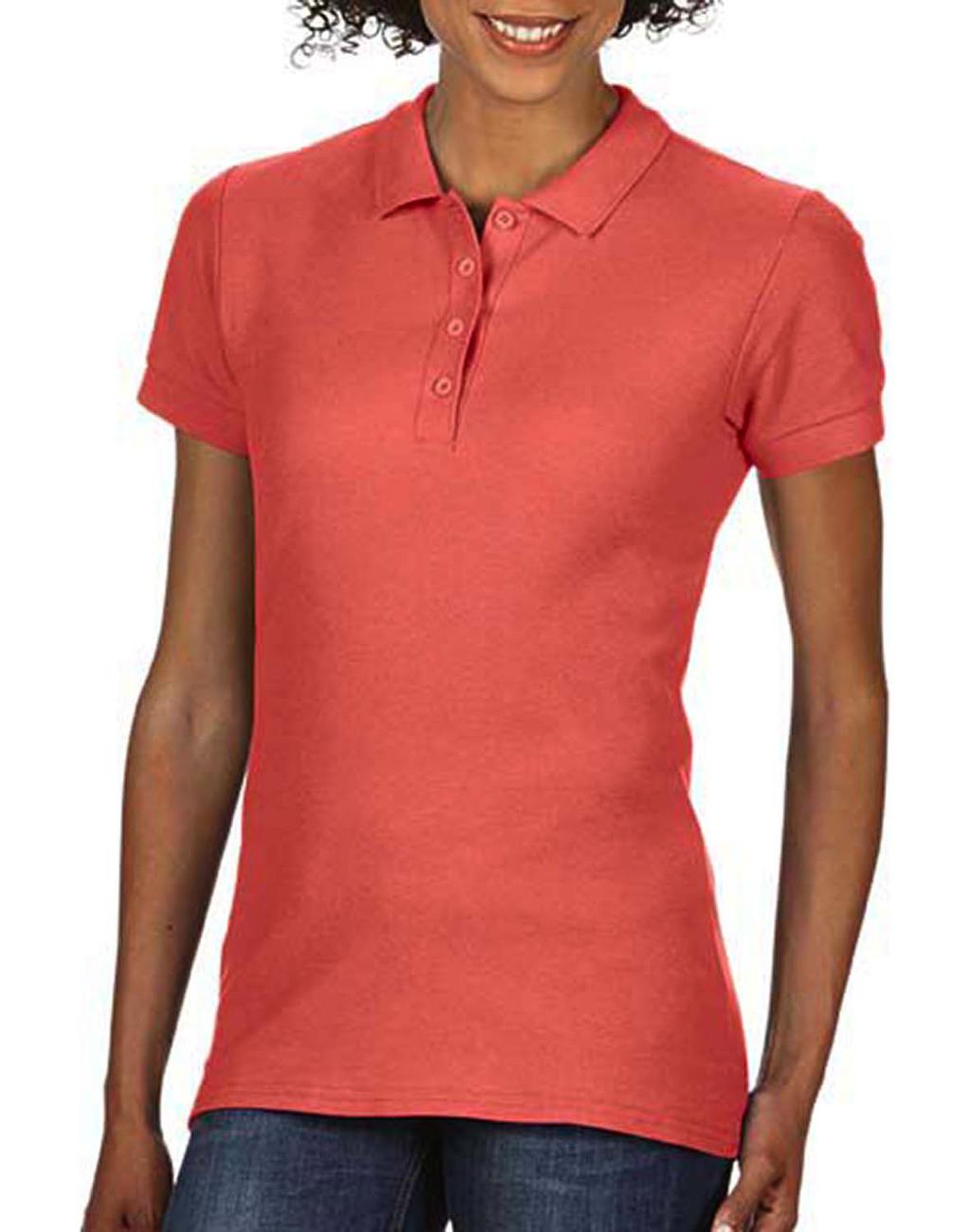  Softstyle? Ladies Double Pique Polo in Farbe Bright Salmon