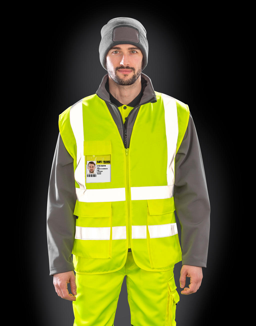  Heavy Duty Polycotton Security Vest in Farbe Black