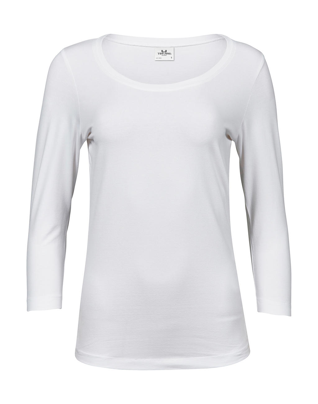  Ladies 3/4 Sleeve Stretch Tee in Farbe White