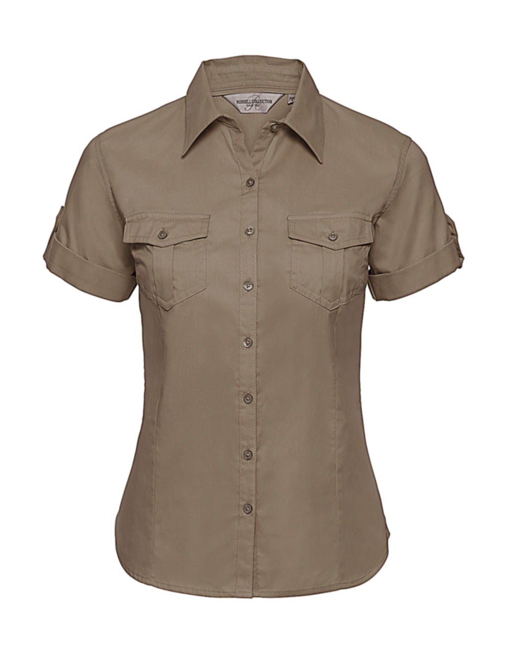  Ladies Roll Sleeve Shirt in Farbe Khaki
