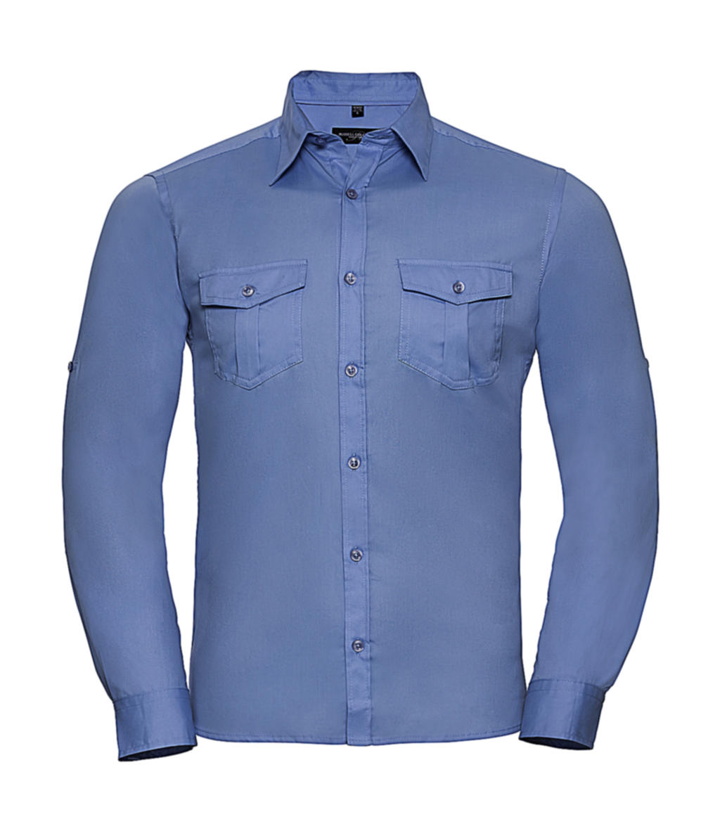  Mens Roll Sleeve Shirt LS  in Farbe Blue