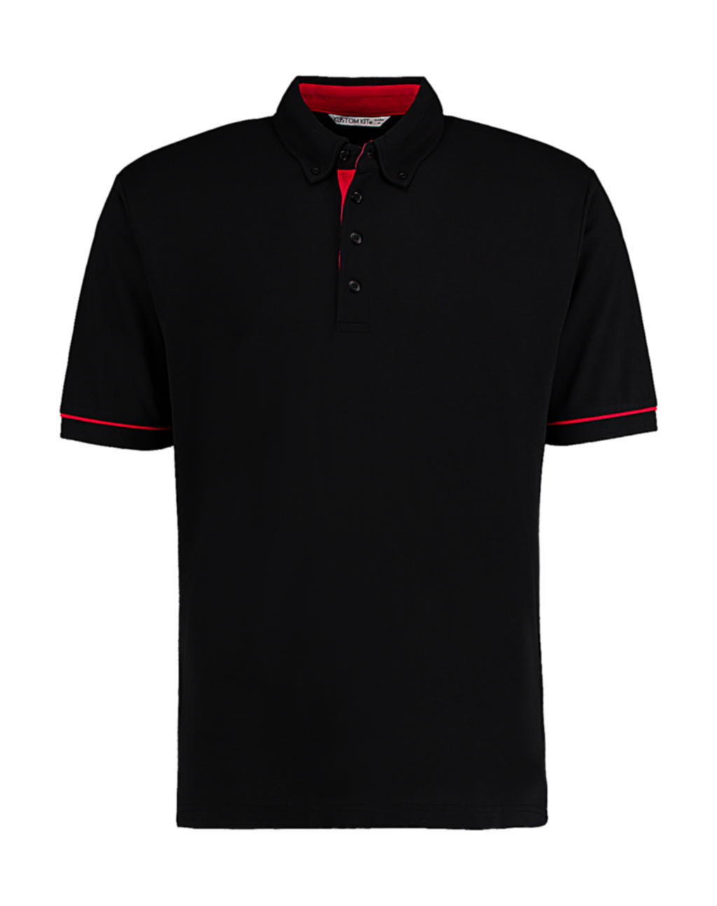  Classic Fit Button Down Contrast Polo Shirt in Farbe Black/Red
