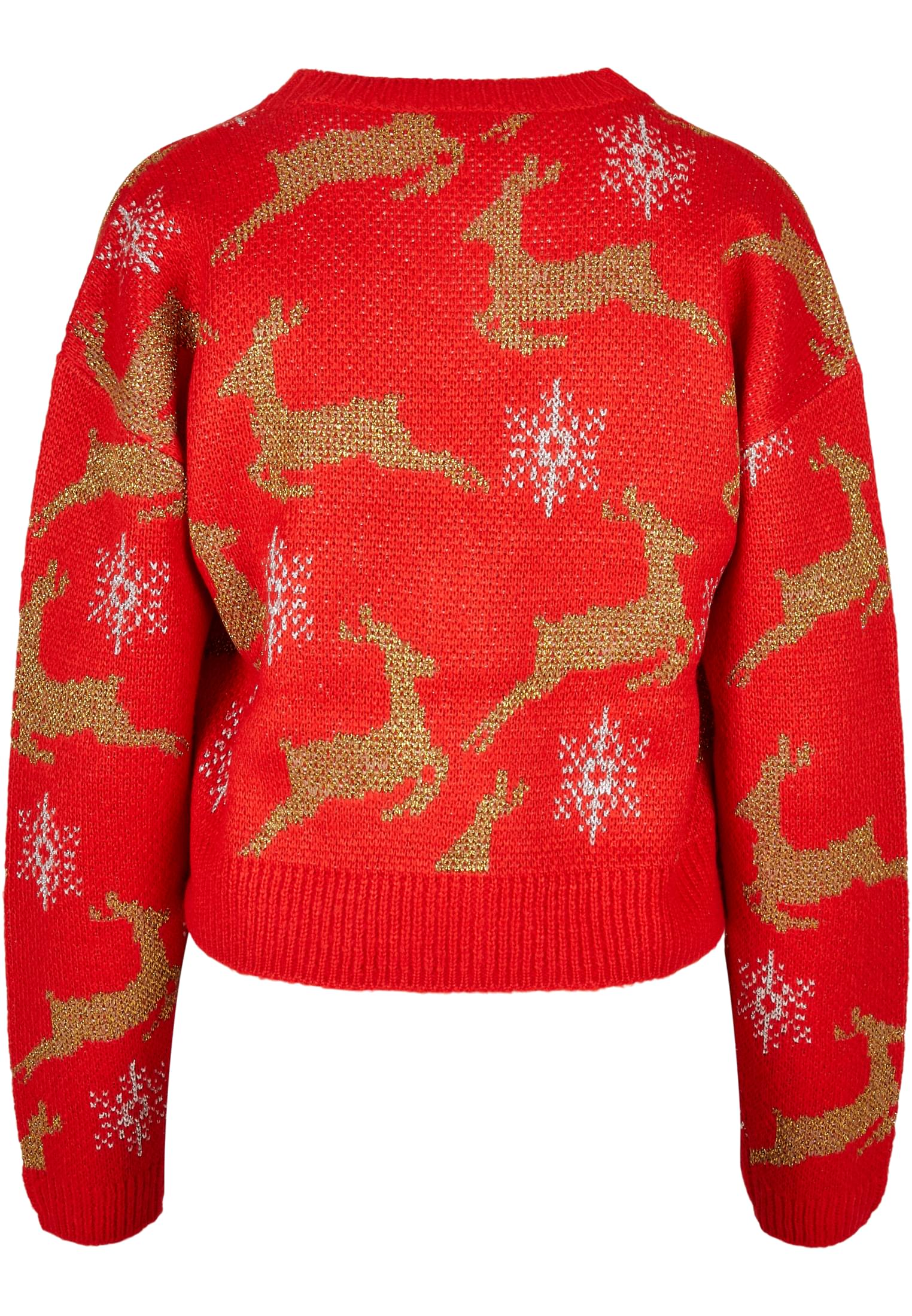 Sweater & Strickjacken Ladies Short Oversized Christmas Cardigan in Farbe red/gold