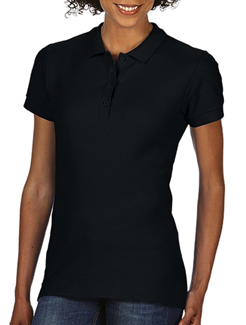  Softstyle? Ladies Double Pique Polo in Farbe Black