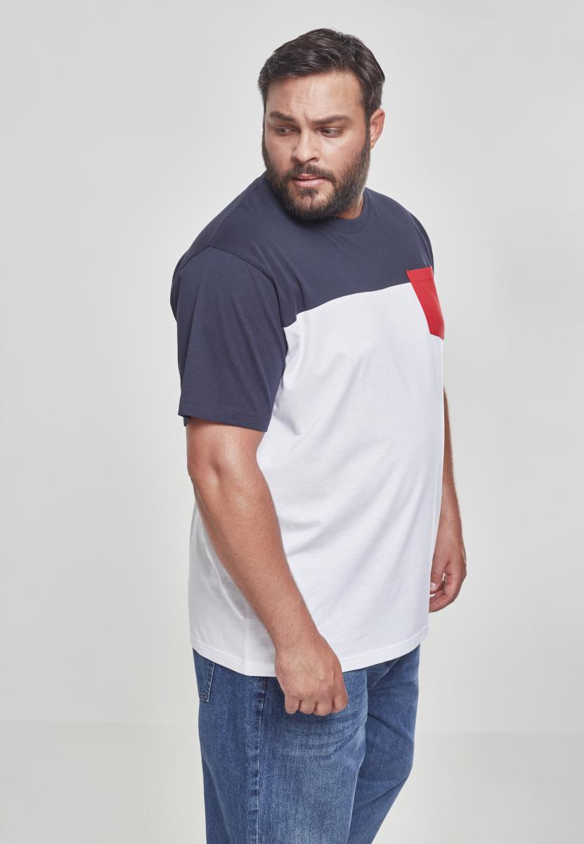 T-Shirts 3-Tone Pocket Tee in Farbe white/navy/fire red
