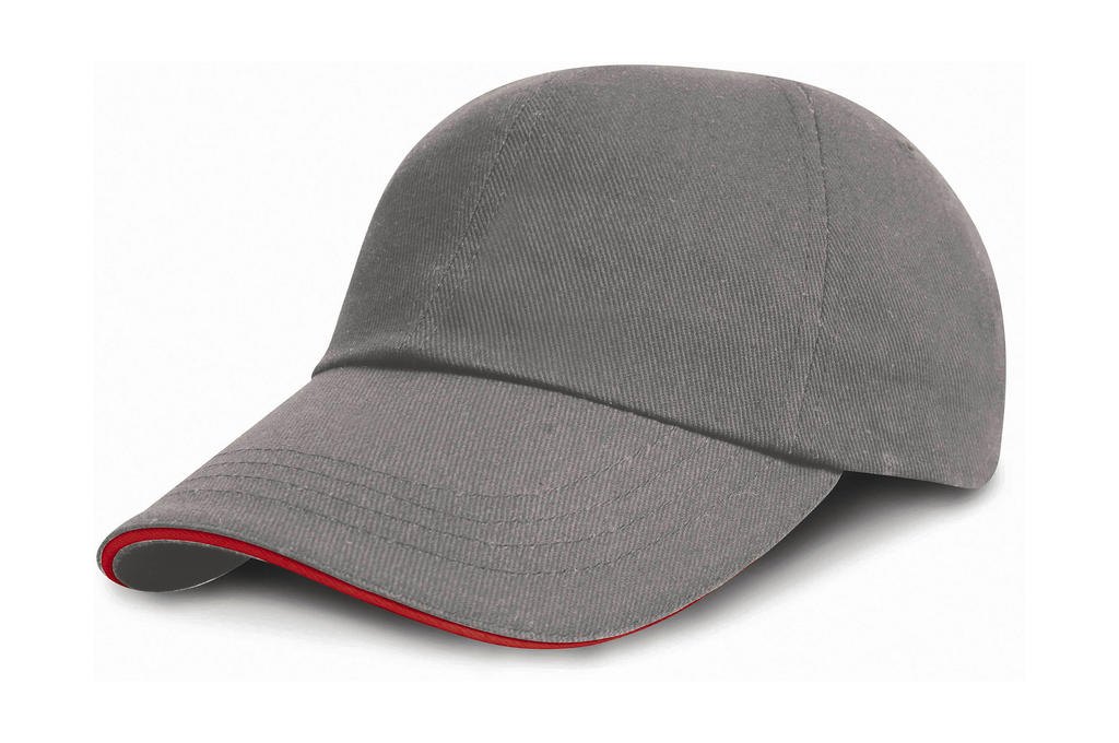  Brushed Cotton Sandwich Cap in Farbe Grey/Red