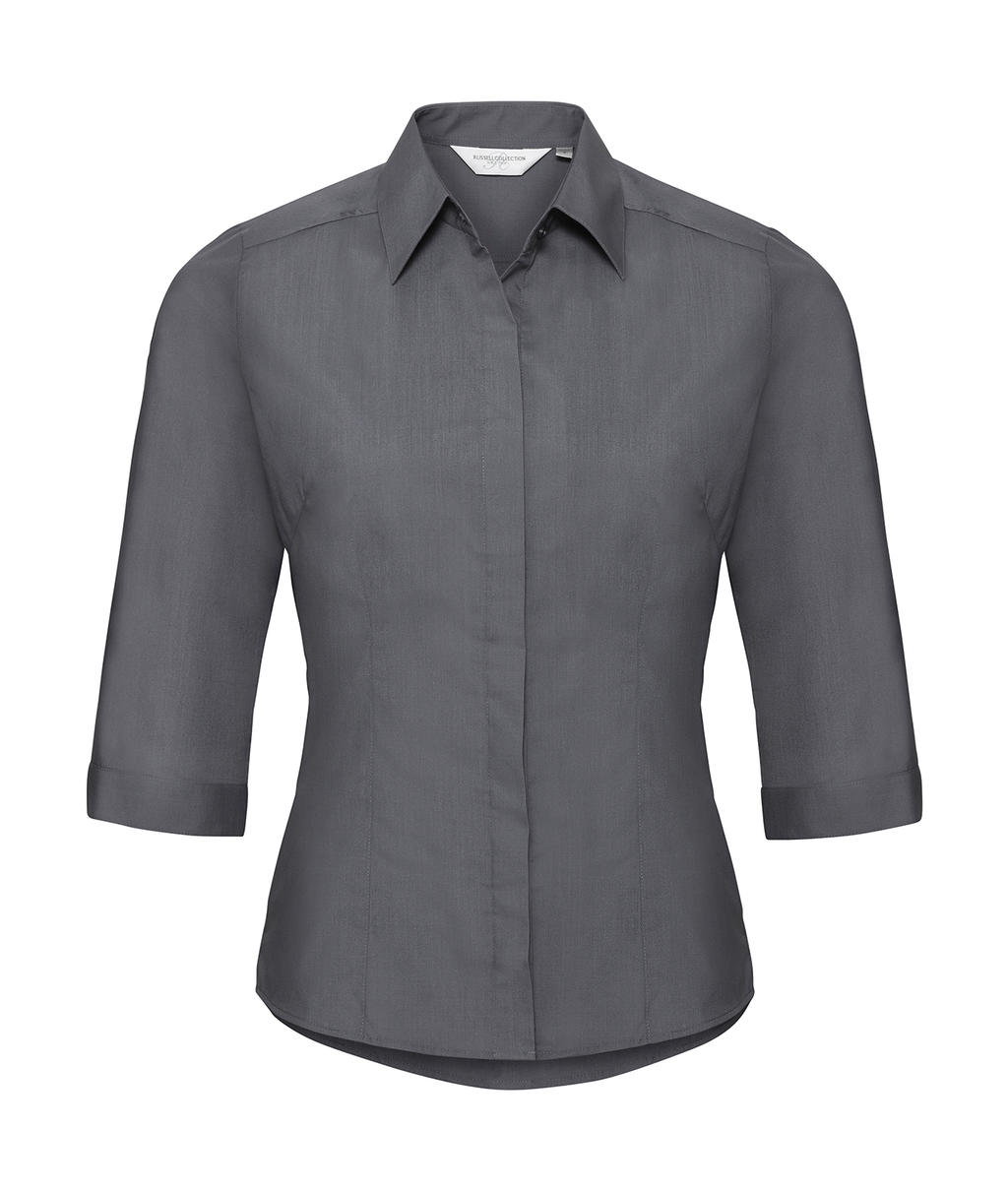  3/4 sleeve Poplin Shirt in Farbe Convoy Grey