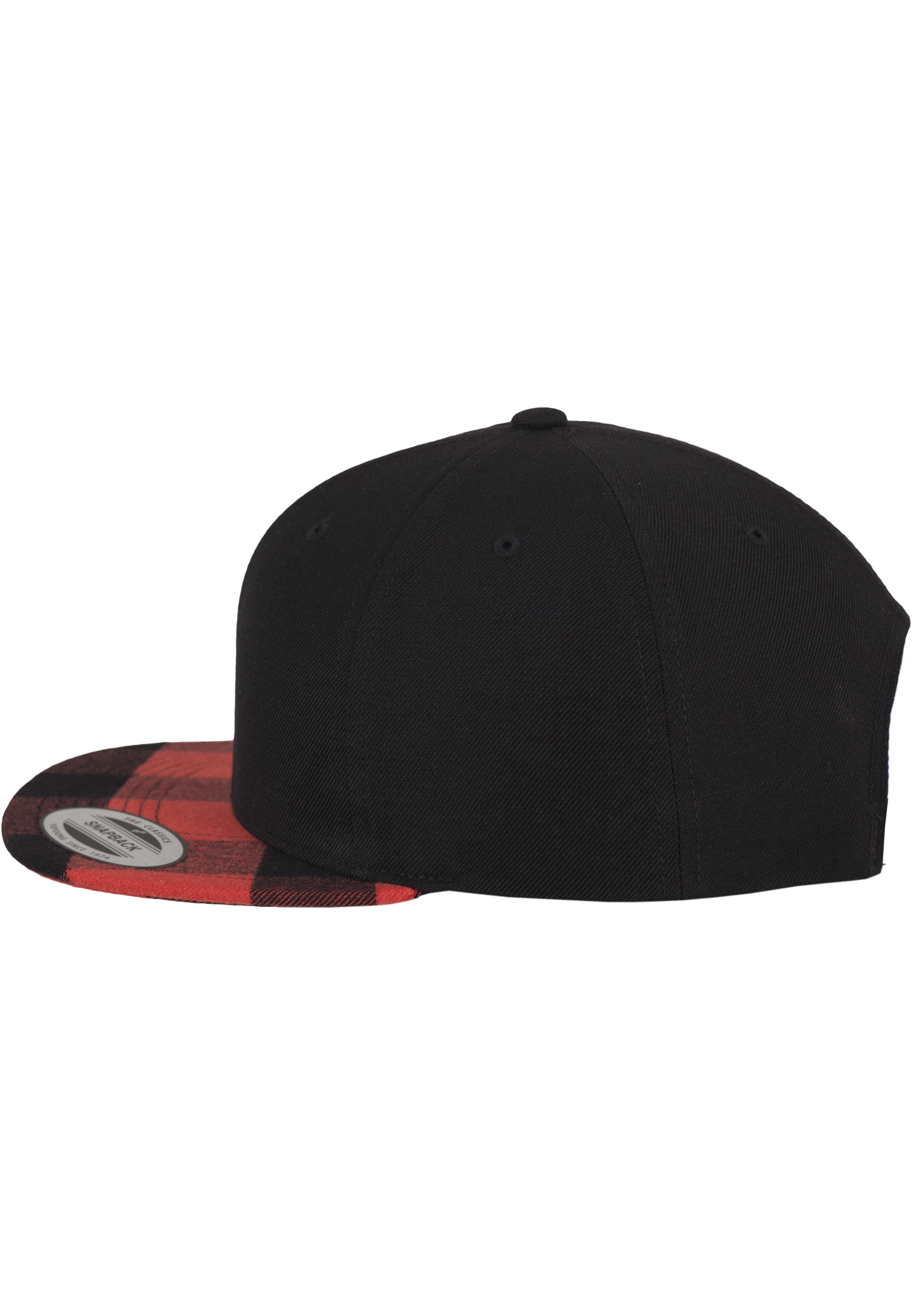 Snapback Checked Flanell Peak Snapback in Farbe blk/red