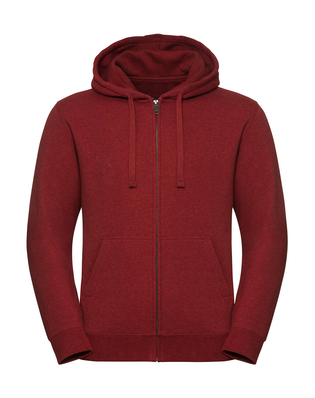  Mens Authentic Melange Zipped Hood Sweat in Farbe Brick Red Melange