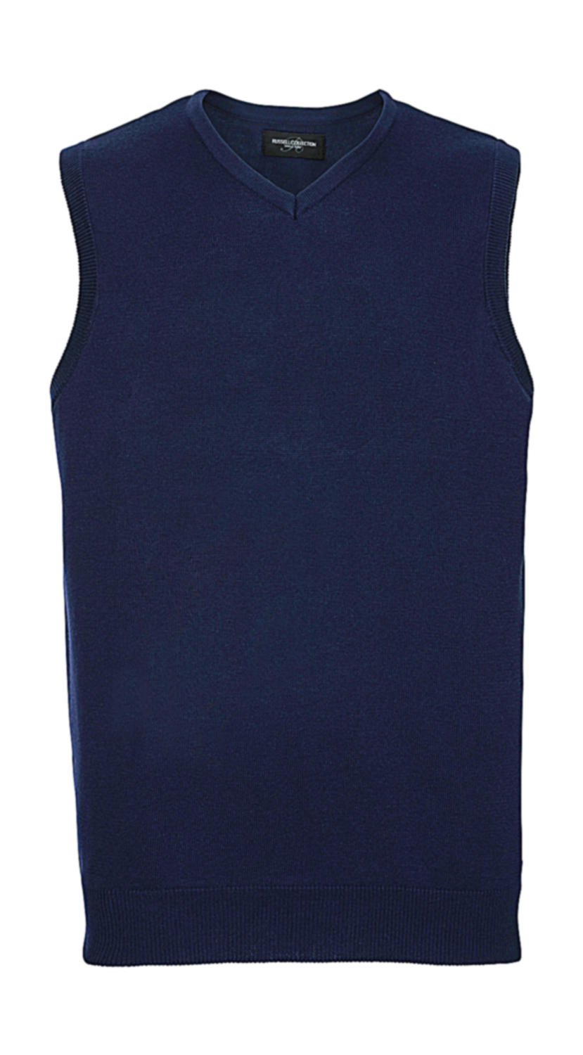  Adults V-Neck Sleeveless Knitted Pullover in Farbe Denim Marl