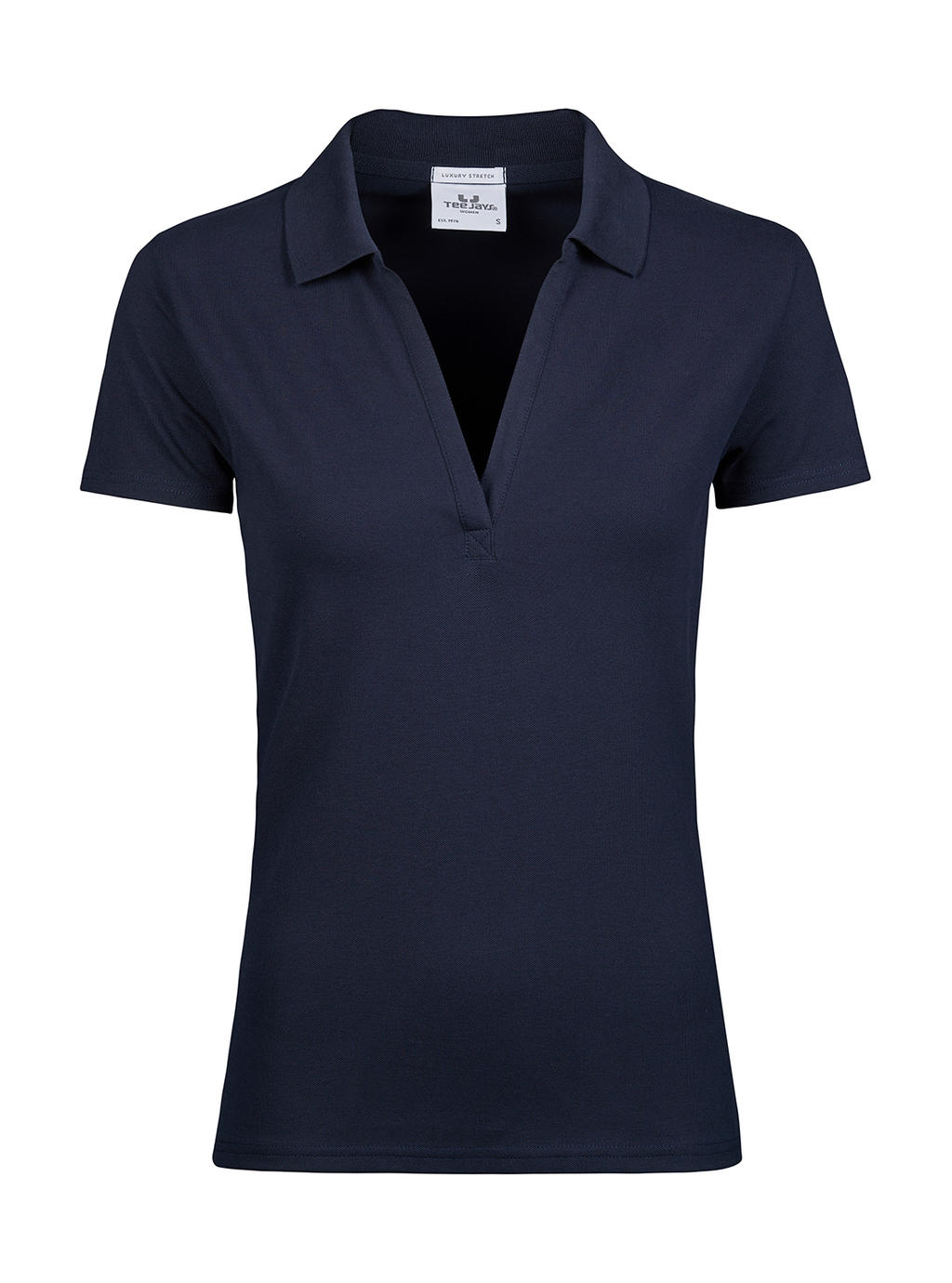  Womens Luxury Stretch V Polo in Farbe Navy