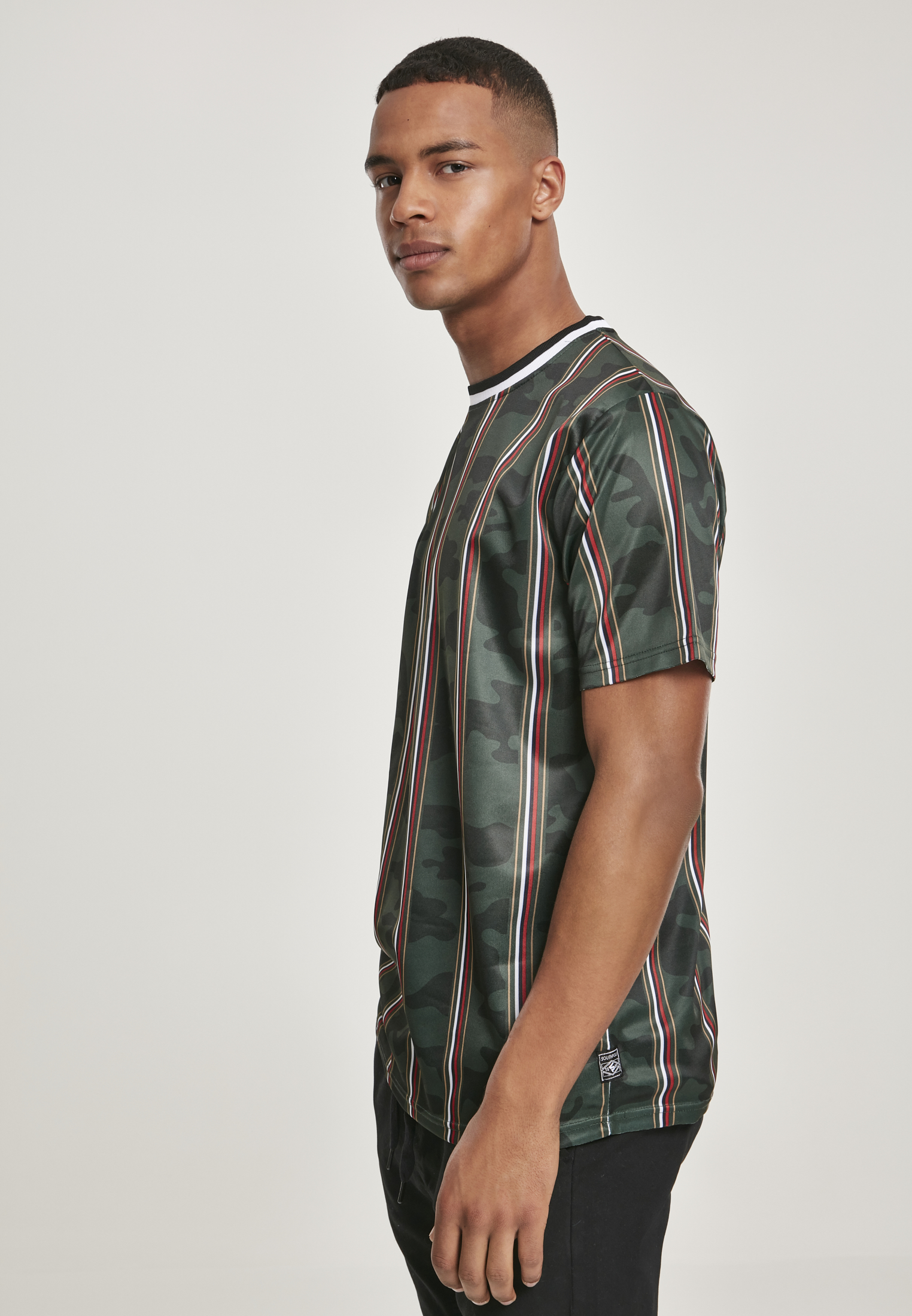 Southpole Thin Vertical Stripes AOP T-Shirt in Farbe green