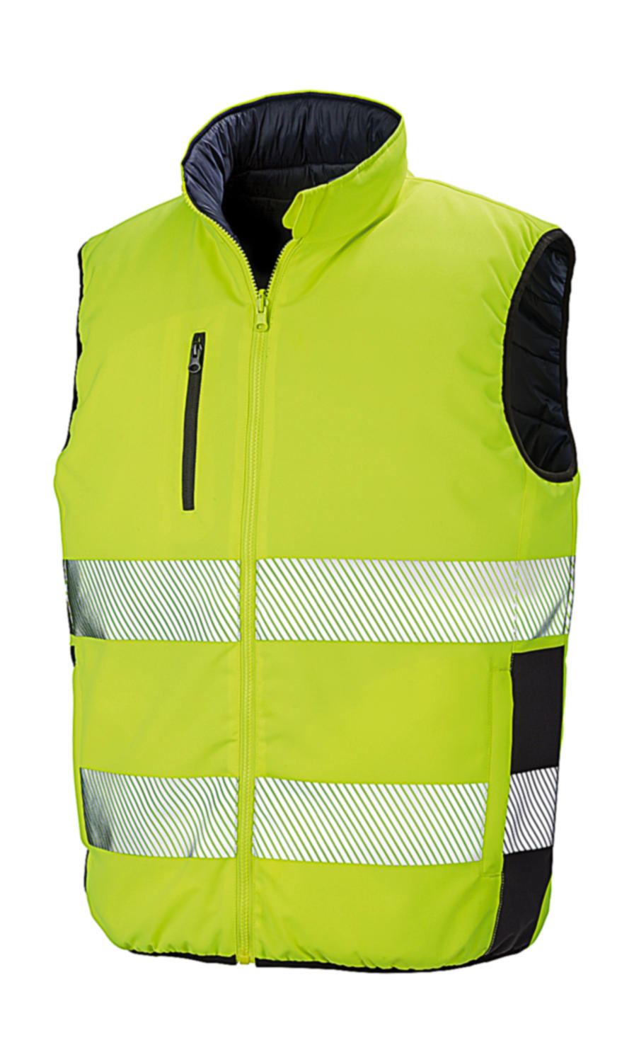  Reversible Soft Padded Safety Gilet in Farbe Fluo Yellow/Navy