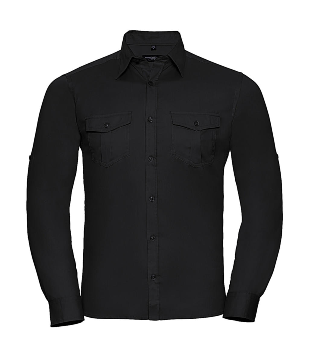  Mens Roll Sleeve Shirt LS  in Farbe Black