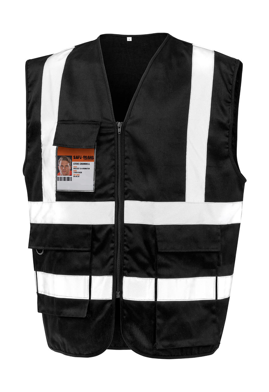  Heavy Duty Polycotton Security Vest in Farbe Black