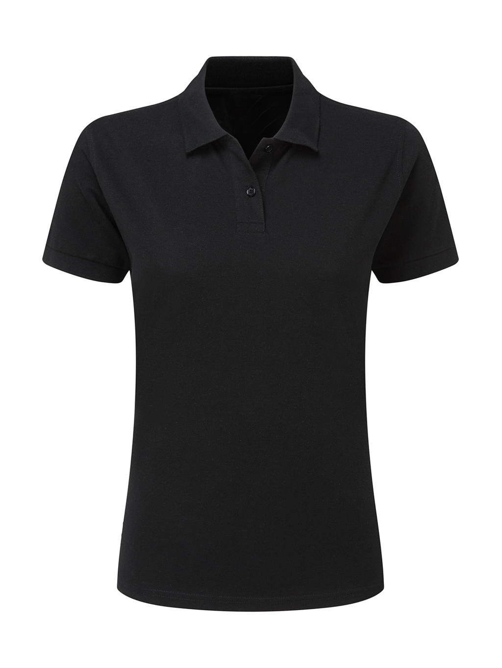  Ladies Cotton Polo in Farbe Black