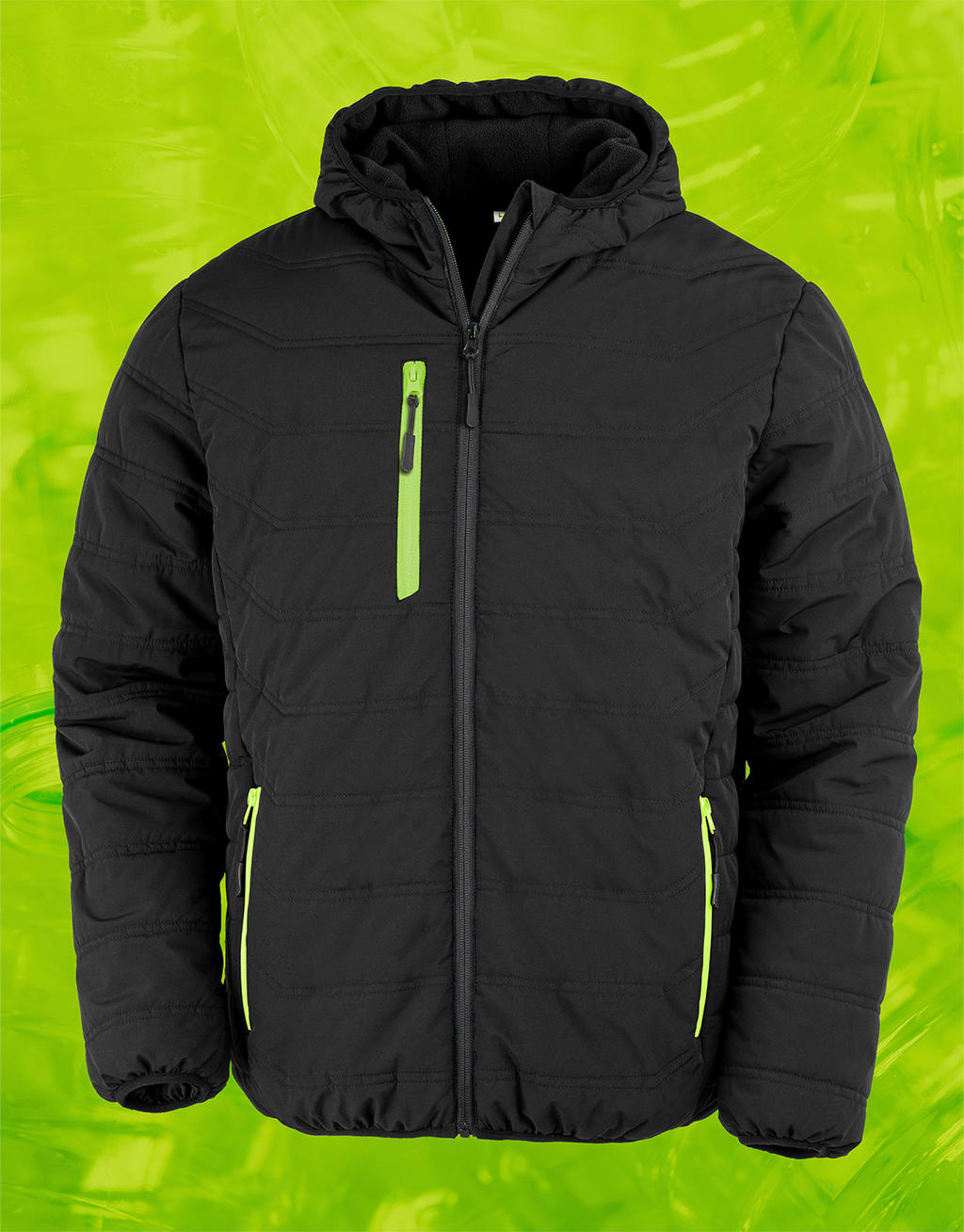  Black Compass Padded Winter Jacket in Farbe Black/Lime