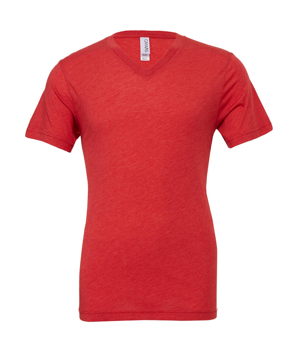  Unisex Triblend V-Neck T-Shirt in Farbe Red Triblend