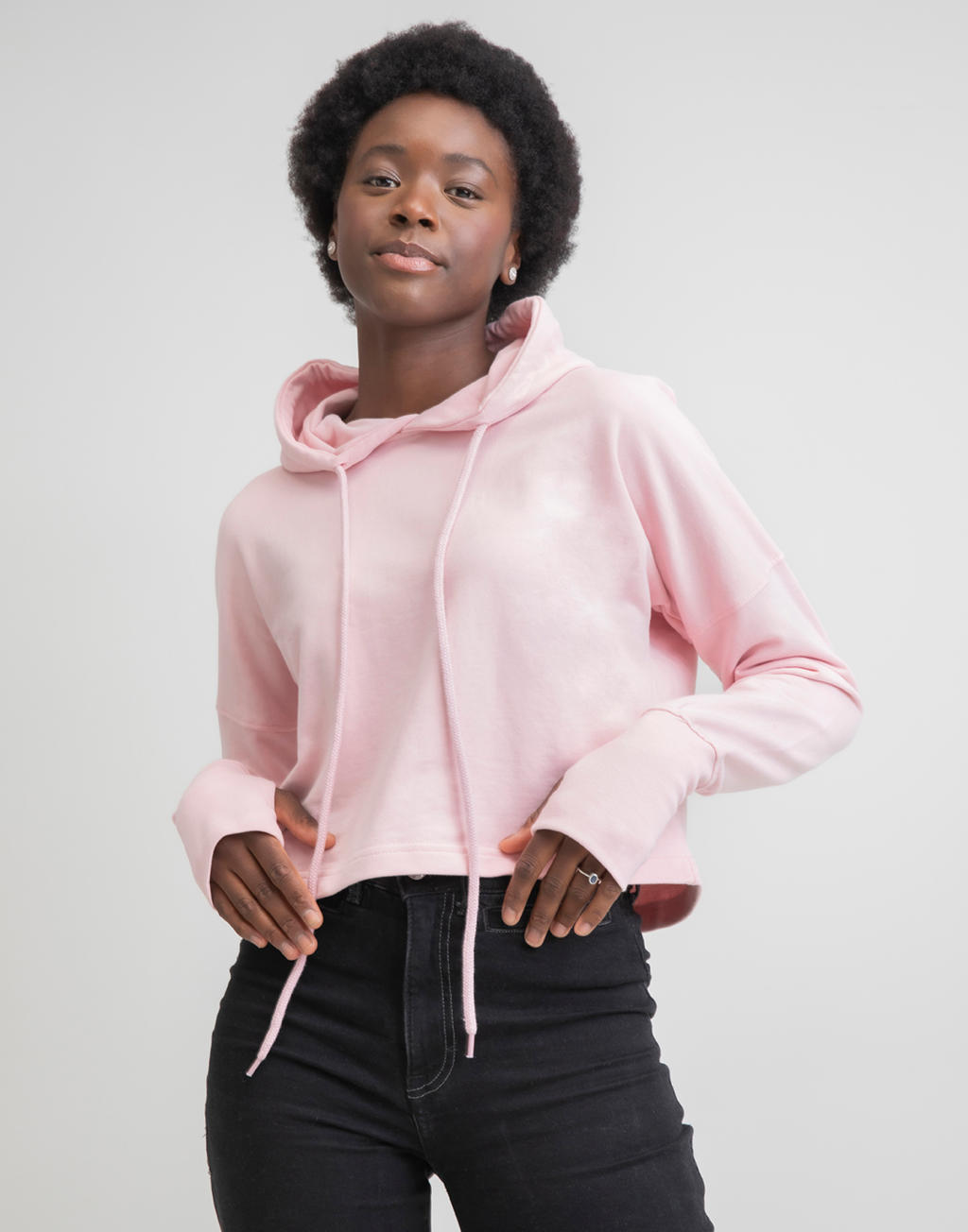  Cropped Hoodie in Farbe White