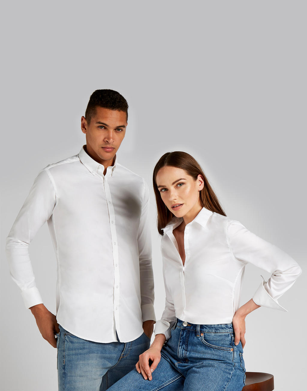  Slim Fit Stretch Oxford Shirt LS in Farbe White