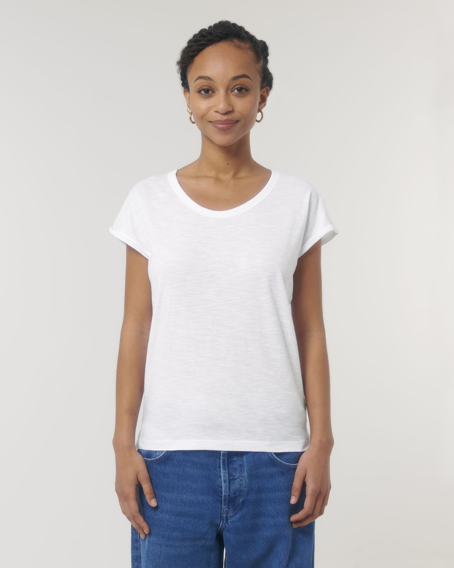 T-Shirt Stella Rounder Slub in Farbe White