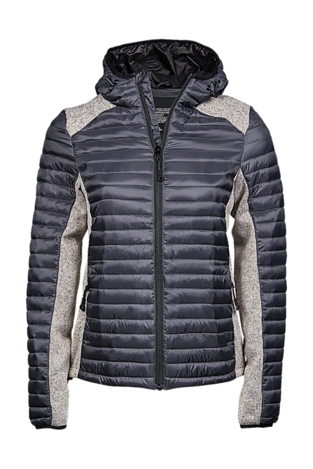  Ladies Hooded Outdoor Crossover Jacket in Farbe Space Grey/Grey Melange