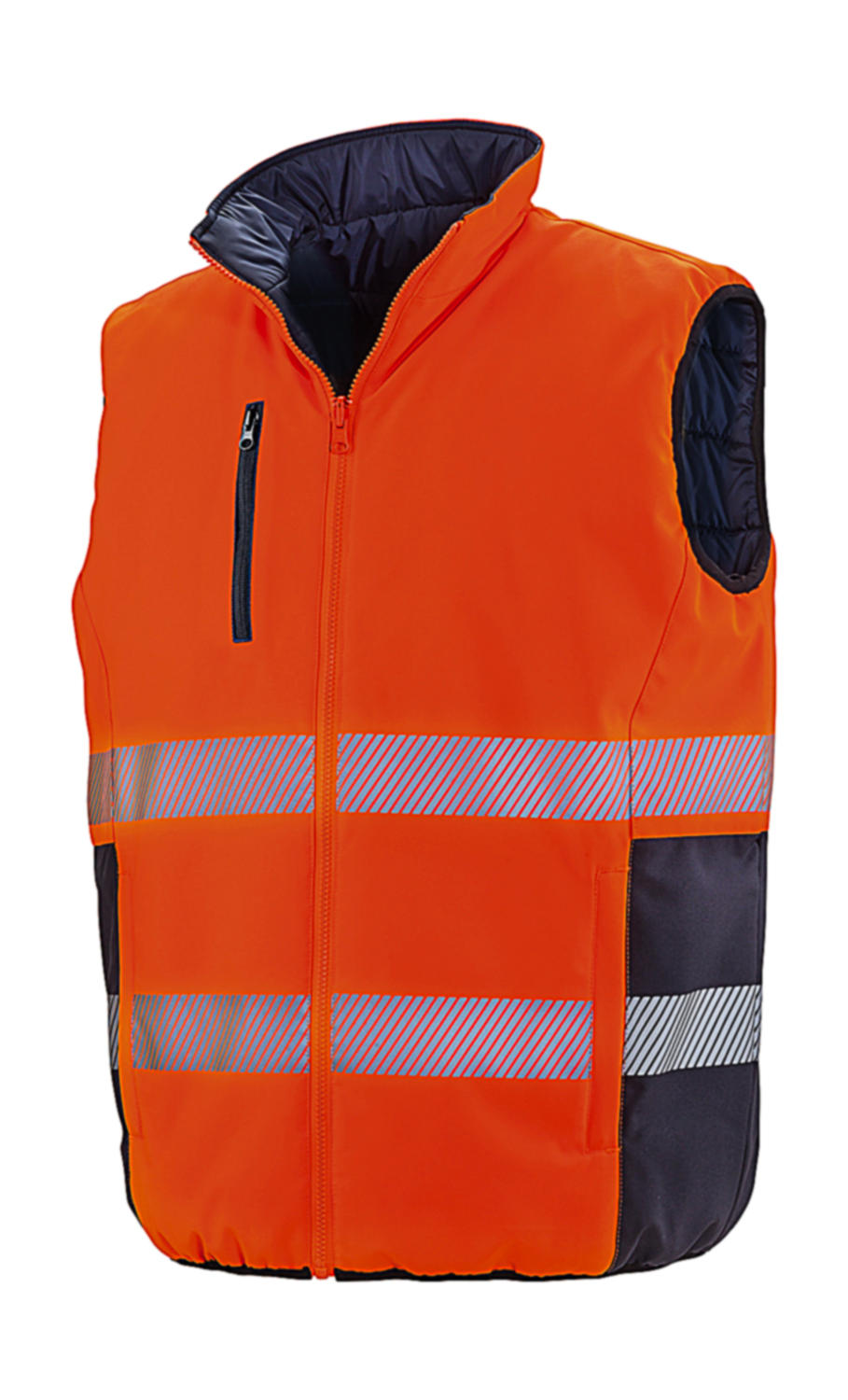  Reversible Soft Padded Safety Gilet in Farbe Fluo Orange/Navy