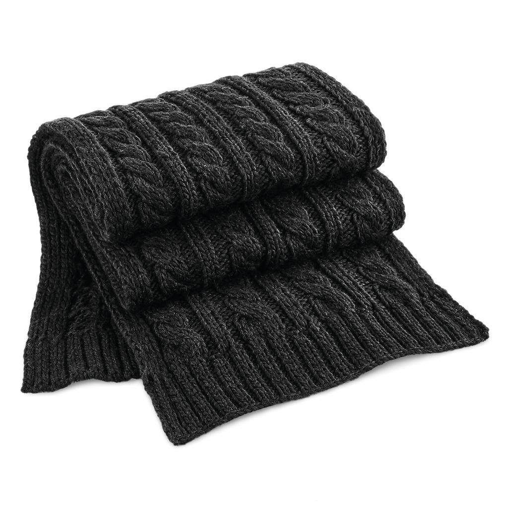 Cable Knit Melange Scarf in Farbe Black
